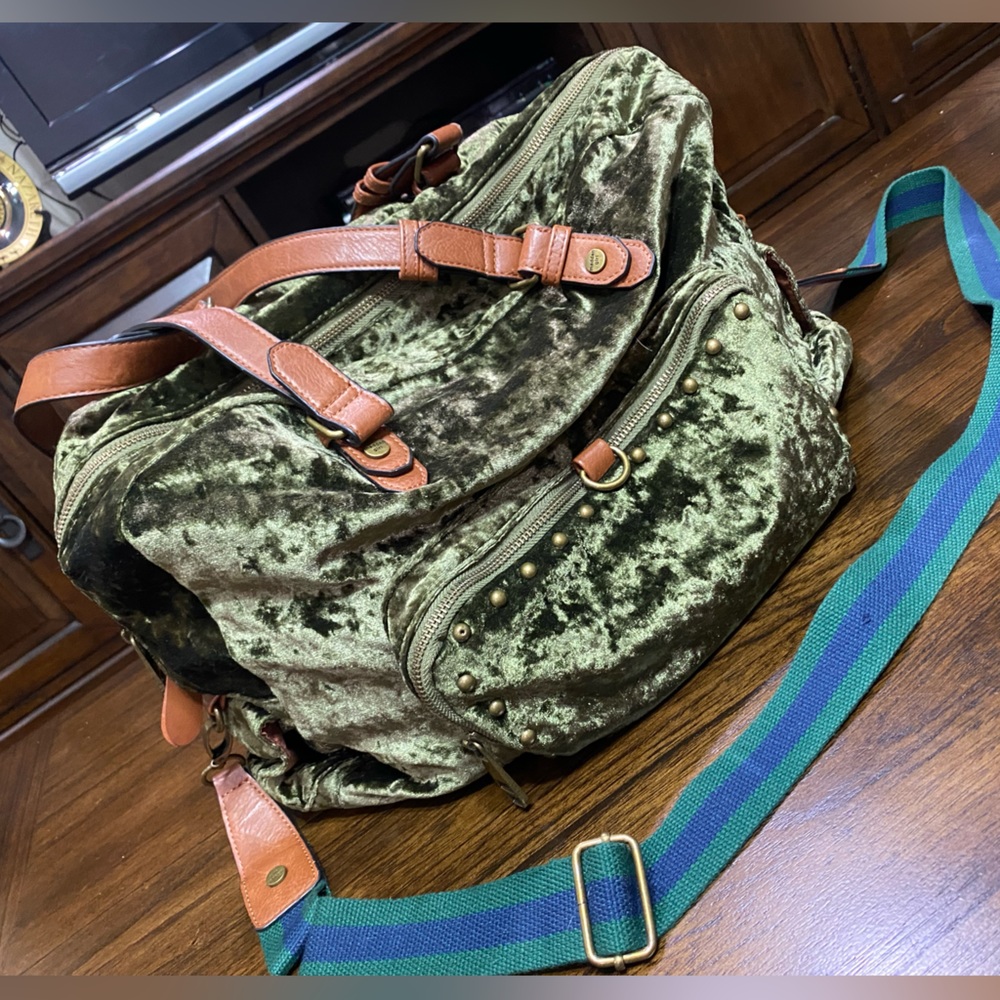 Green Velvet Madden Girl Duffle Bag
